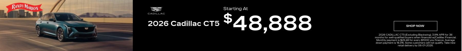 2026 Cadillac CT5 starting at $48,888